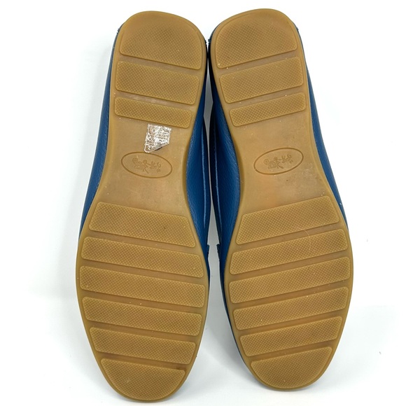 Coach Olive Blue Pebble Grain Leather Loafers Flats - Picture 13 of 15